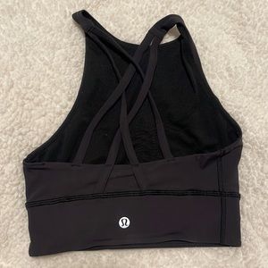 Black high neck Lululemon sports bra